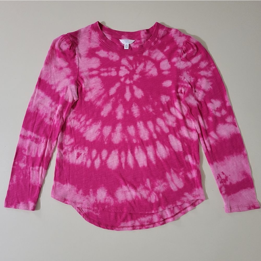 Tie Dye Women's Hot Pink Crew Long Sleeve Pullover Top